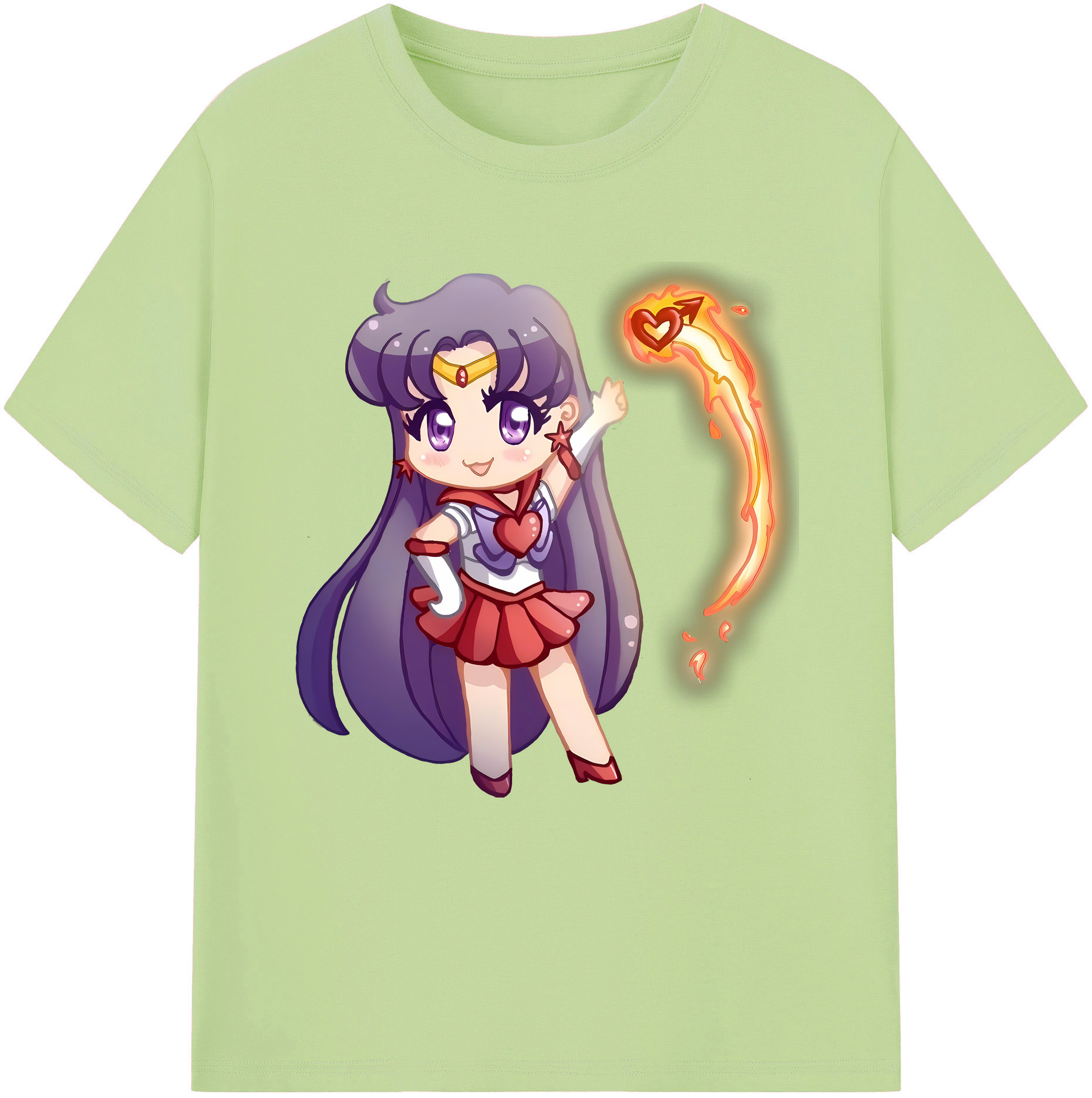 （画像用） 美少女戦士セーラームーン 火野レイ ひの レイ Sailor Moon Hino Rei （セーラーマーズ,Sailor Mars） 綿100％半袖Tシャツ（フロントプリント）